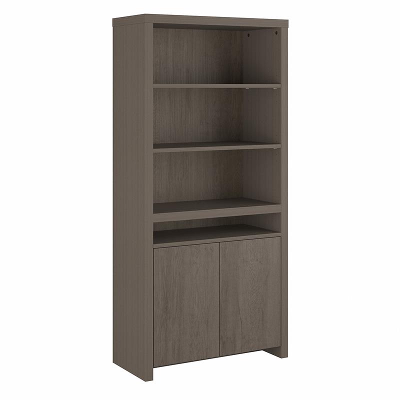 Bristol Tall 6 Shelf Bookcase with Doors in Restored Gray Engineered