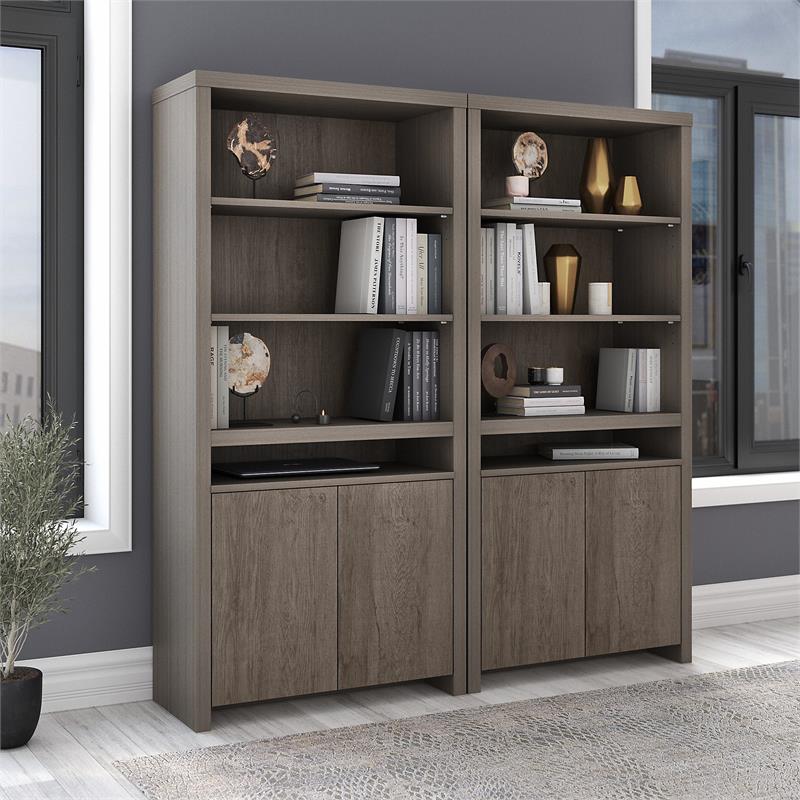 Bristol Tall Bookcase Set in Restored Gray Engineered Wood