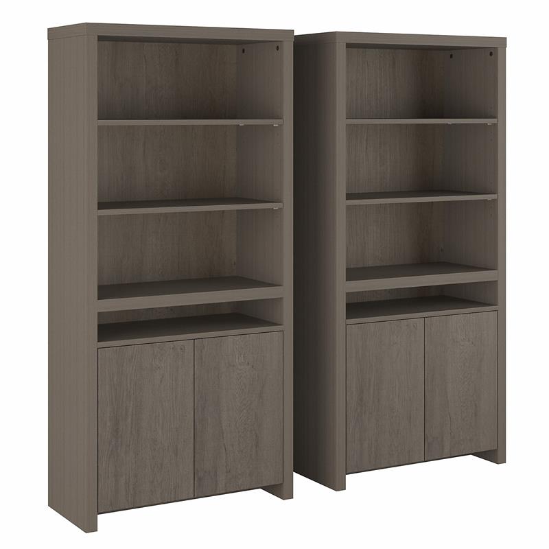 Bristol Tall Bookcase Set in Restored Gray Engineered Wood