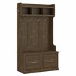 Woodland 40W Hall Tree and Shoe Bench with Doors in Ash Brown - Engineered Wood