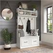 Woodland 40W Hall Tree and Shoe Bench with Doors in White Ash - Engineered Wood