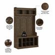 Woodland 40W Hall Tree and Shoe Bench w/ Shelves in Ash Brown - Engineered Wood