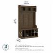 Woodland 40W Hall Tree and Shoe Bench w/ Shelves in Ash Brown - Engineered Wood