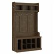 Woodland 40W Hall Tree and Shoe Bench w/ Shelves in Ash Brown - Engineered Wood