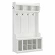 Woodland 40W Hall Tree and Shoe Bench w/ Shelves in White Ash - Engineered Wood