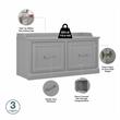 Woodland 40W Shoe Bench with Doors and Coat Rack in Gray - Engineered Wood
