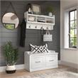 Woodland 40W Shoe Bench with Doors and Coat Rack in White Ash - Engineered Wood