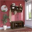 Woodland 40W Shoe Bench w/ Shelves and Coat Rack in Ash Brown - Engineered Wood