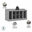 Woodland 40W Shoe Bench w/ Shelves and Coat Rack in Gray - Engineered Wood