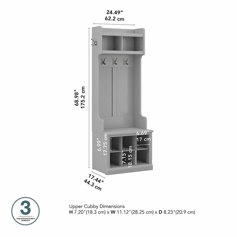 Woodland 24W Hall Tree & Shoe Bench w/ Shelves in Cape Cod Gray -Engineered Wood