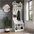 Woodland 24W Hall Tree & Shoe Bench w/ Shelves in White Ash - Engineered Wood