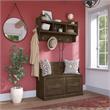 Woodland Entryway Bench with Doors and Wall Shelf in Ash Brown - Engineered Wood