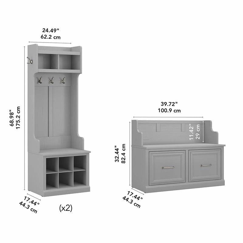 Woodland Entryway Storage Set with Doors in Cape Cod Gray - Engineered Wood