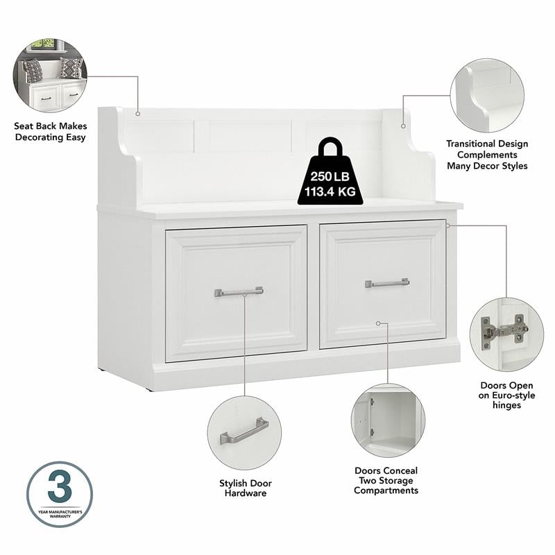 Woodland Entryway Storage Set with Doors in White Ash - Engineered Wood