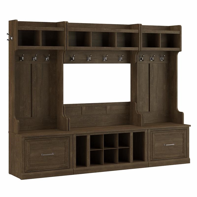 Woodland Full Entryway Storage Set with Drawers in Ash Brown - Engineered Wood