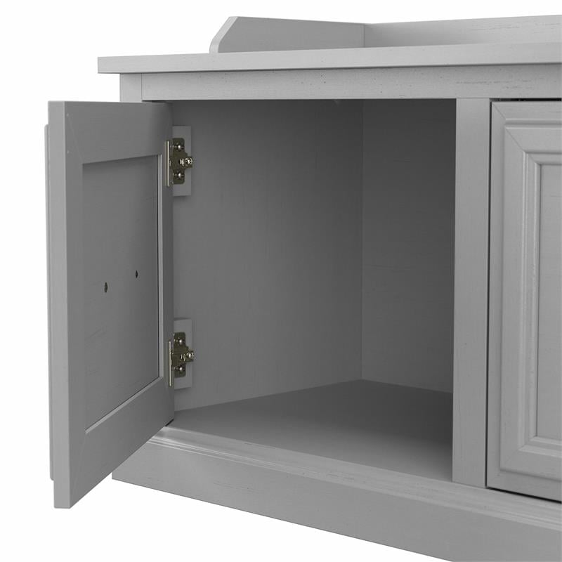 Woodland 40W Shoe Storage Bench with Doors in Cape Cod Gray - Engineered Wood