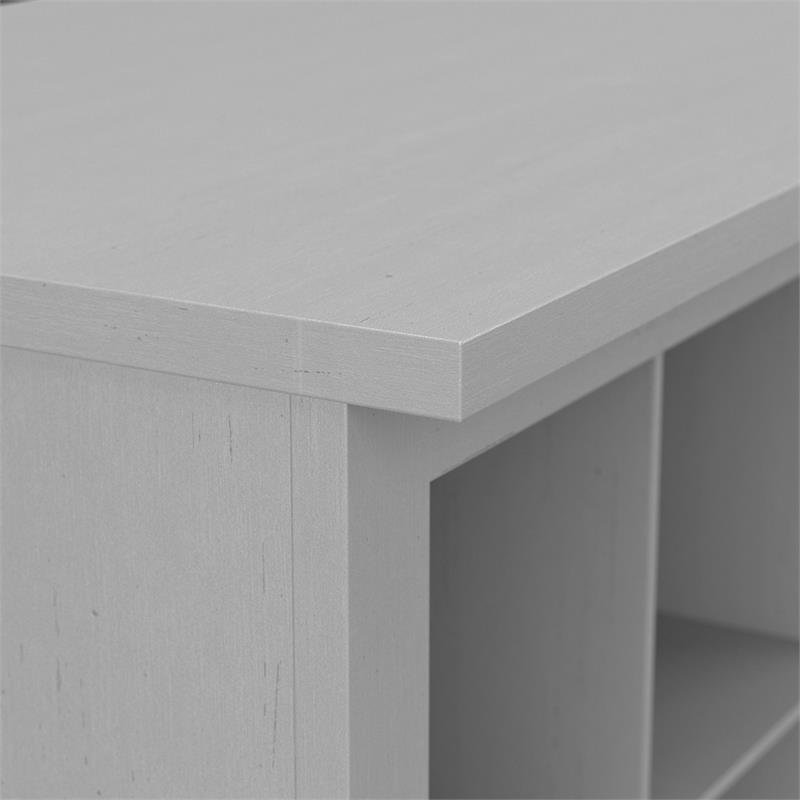 Woodland 24W Small Shoe Bench with Shelves in Cape Cod Gray - Engineered Wood