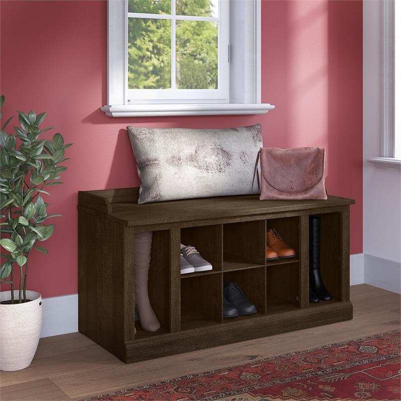Woodland 40W Shoe Storage Bench with Shelves in Ash Brown - Engineered Wood
