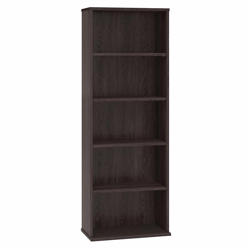 Kensington 5 Shelf Bookcase in Charcoal Gray Engineered Wood
