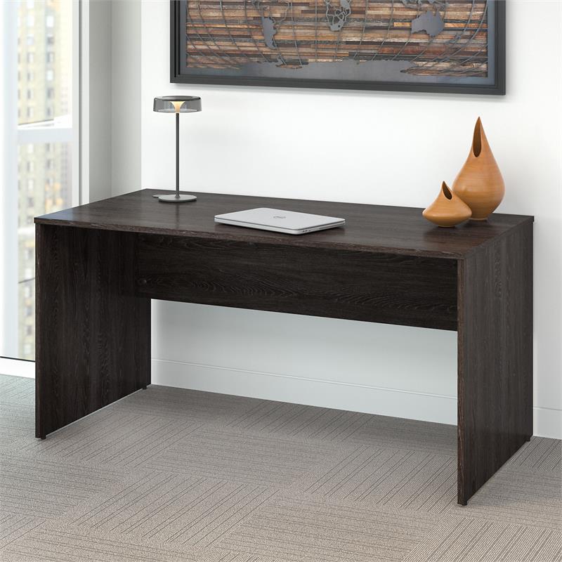Kensington 60W Office Desk in Charcoal Gray Engineered Wood