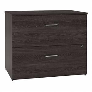 kensington 36w 2 drawer lateral file cabinet in charcoal gray - engineered wood