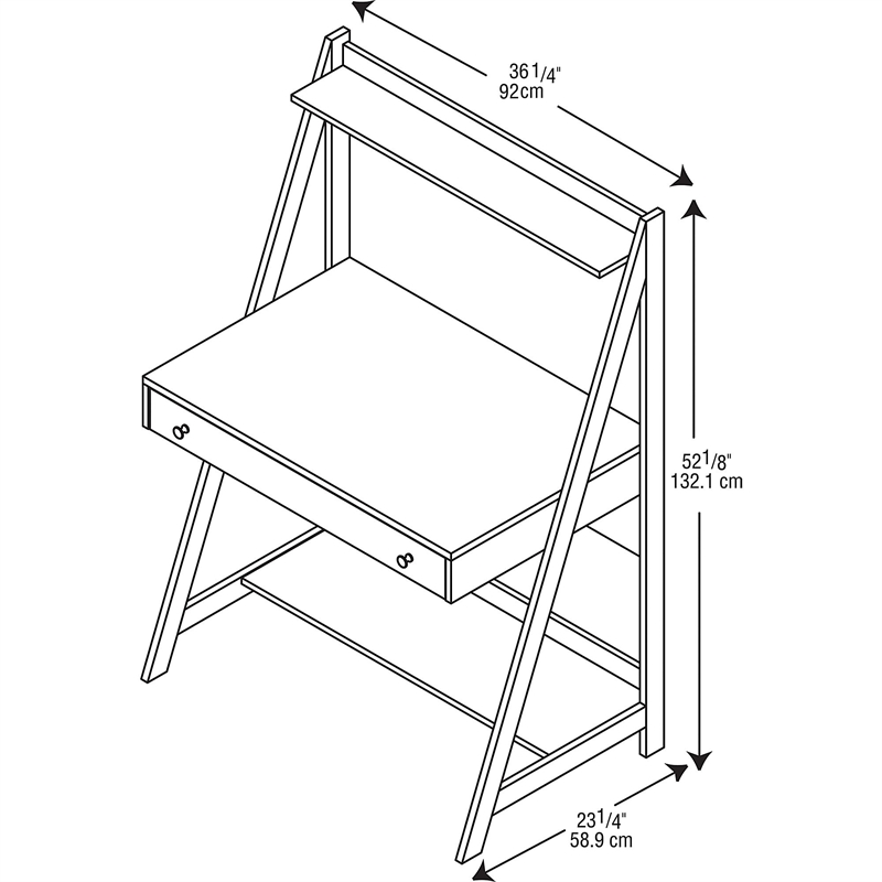 Bush Furniture Alamosa Ladder Desk In Classic Black My72701 03