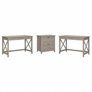 Key West 2 Person Desk Set with File Cabinet