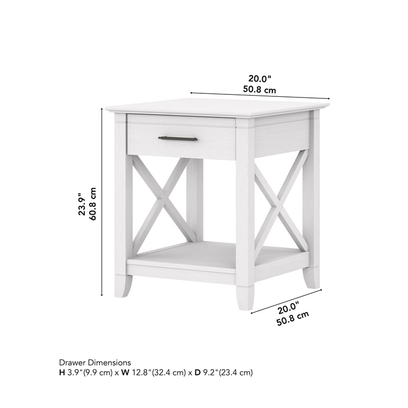 Key West End Table with Storage in Pure White Oak - Engineered Wood