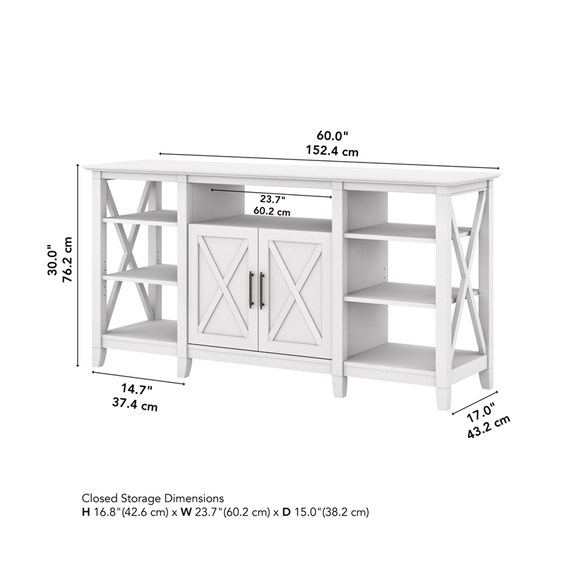 Key West Tall TV Stand for 65 Inch TV in Pure White Oak - Engineered Wood
