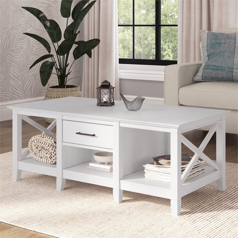 Key West Coffee Table with Storage in Pure White Oak - Engineered Wood