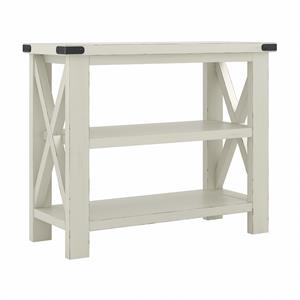 haris 36w narrow console table with shelves in lakewood white - wood veneer
