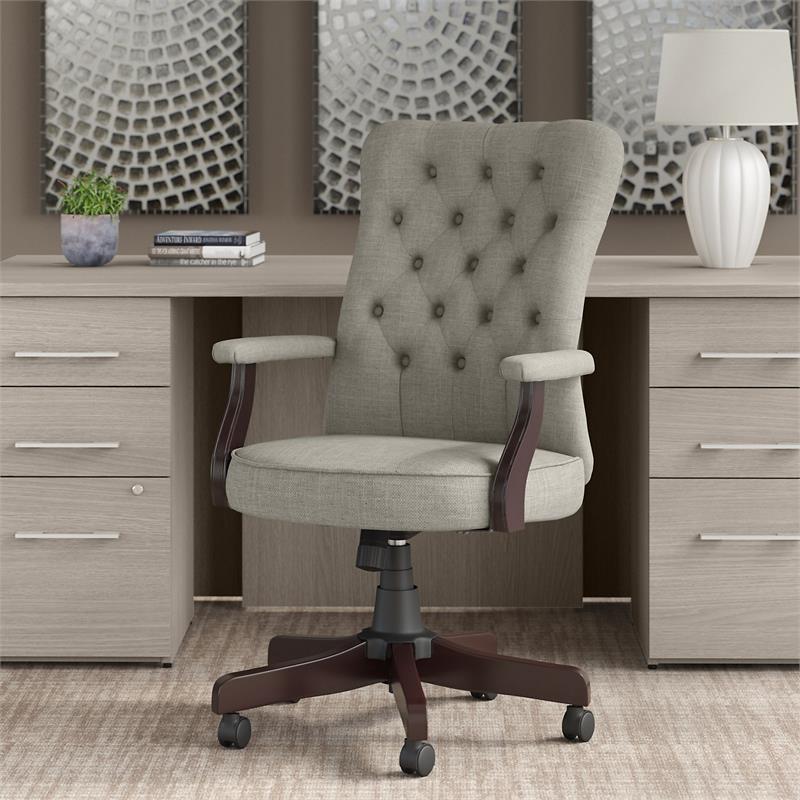 Bush Saratoga Upholstered Fabric Office Chair with High Back in Light Gray