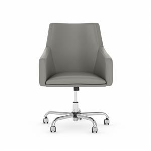 Refinery Mid Back Leather Box Chair in Light Gray - Bonded Leather