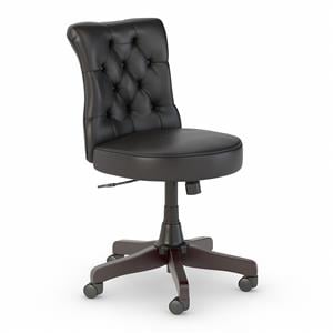 Saratoga Mid Back Tufted Office Chair in Black - Bonded Leather