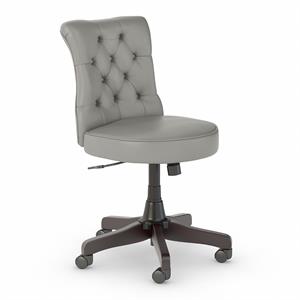 Saratoga Mid Back Tufted Office Chair in Light Gray - Bonded Leather