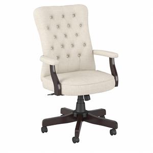 Saratoga High Back Tufted Office Chair with Arms in Cream - Fabric