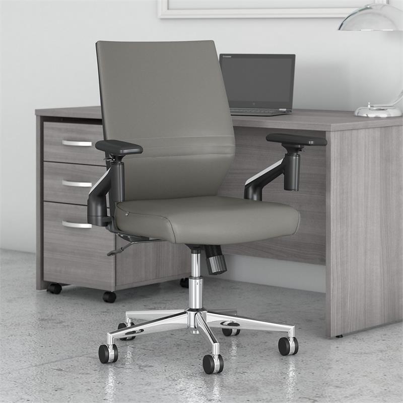 Somerset Mid Back Leather Office Chair in Light Gray Bonded Leather