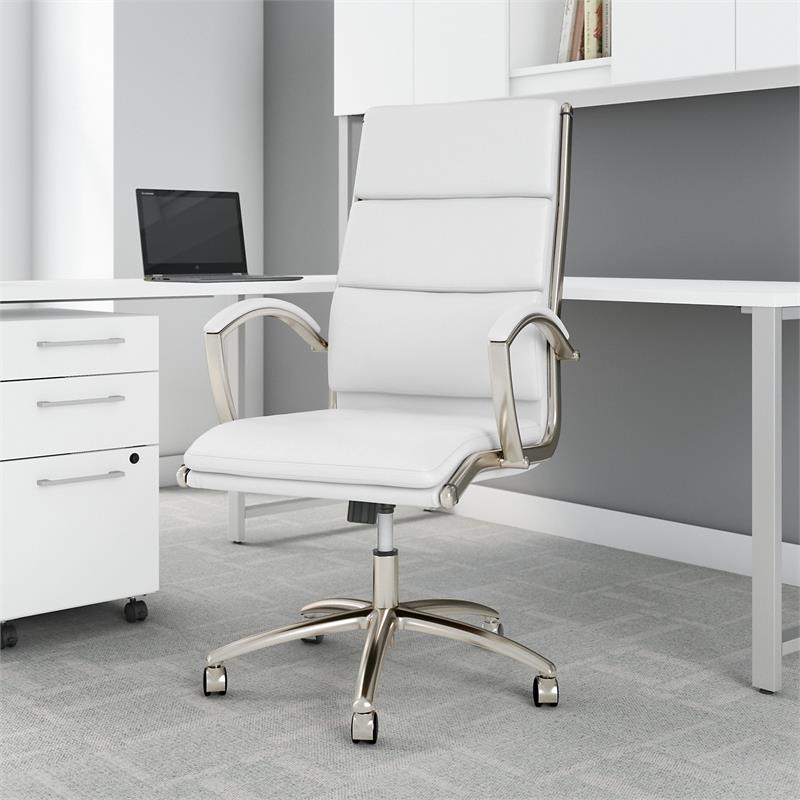 Bush Cabot High Back Faux Leather Executive Office Chair in White