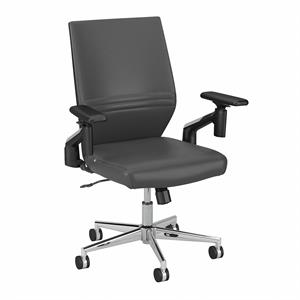 Cabot Mid Back Leather Office Chair in Dark Gray