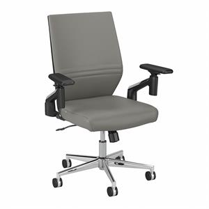 Cabot Mid Back Leather Office Chair in Light Gray