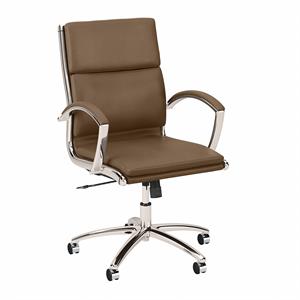 Bush Furniture Anthropology Mid Back Leather Executive Chair in Saddle Tan