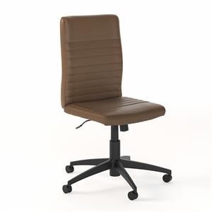 Architect Mid Back Ribbed Leather Office Chair in Saddle Tan