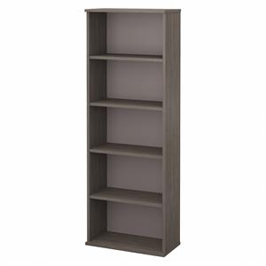 commerce 5 shelf bookcase in cocoa and pewter - engineered wood