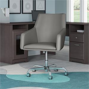 Broadview Mid Back Leather Box Chair in Light Gray