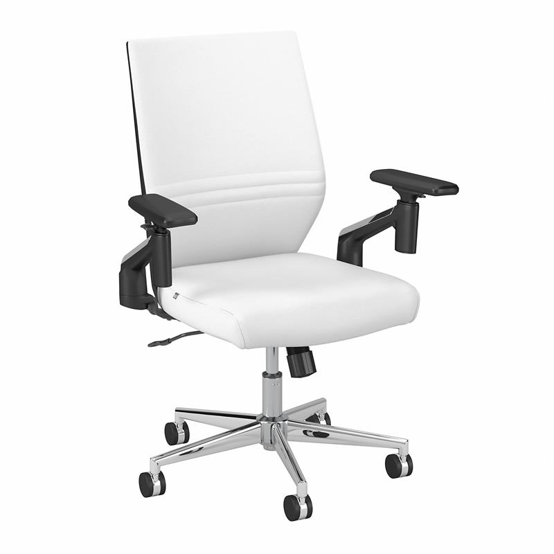 Broadview Mid Back Leather Office Chair in White - Bonded Leather ...