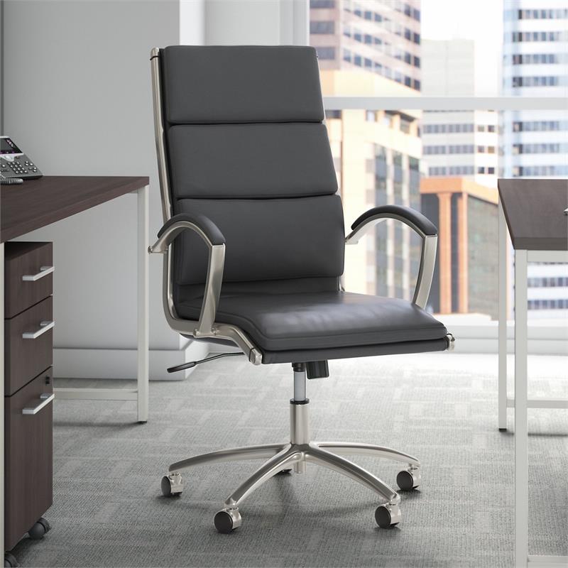 Bush Cabot High Back Faux Leather Executive Office Chair in Dark Gray