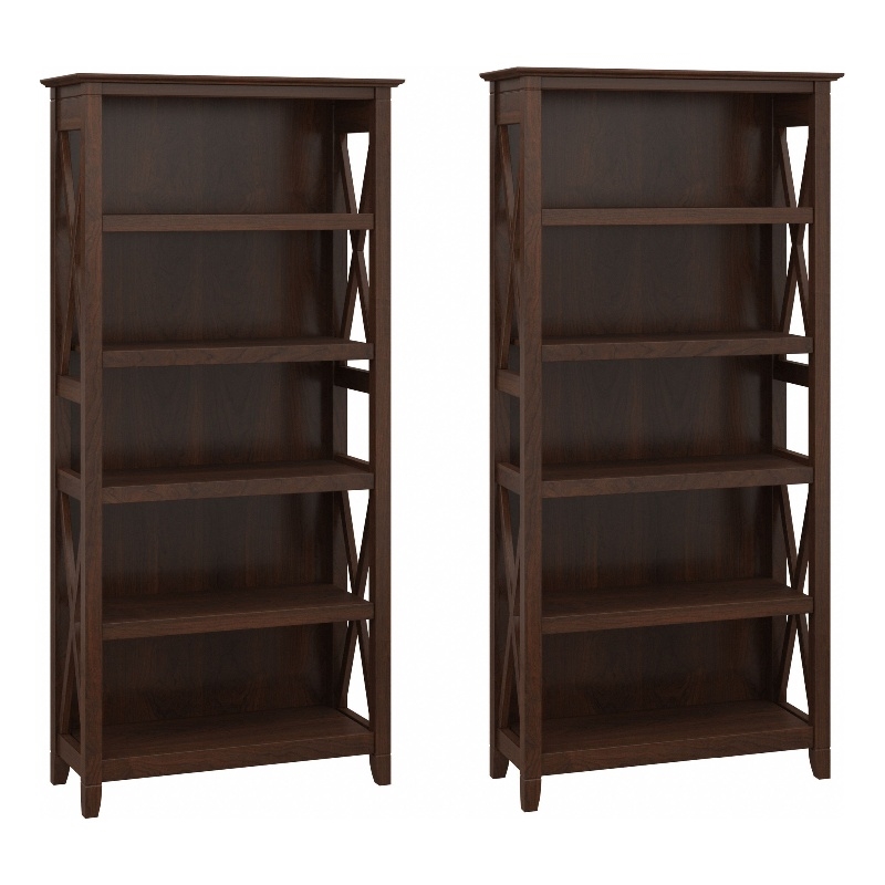 Key West 5 Shelf Bookcase Set in Bing Cherry - Engineered Wood