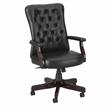 Fairview High Back Tufted Office Chair with Arms in Black Leather