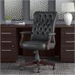 Fairview High Back Tufted Office Chair with Arms in Black Leather