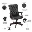 Fairview High Back Tufted Office Chair with Arms in Black Leather